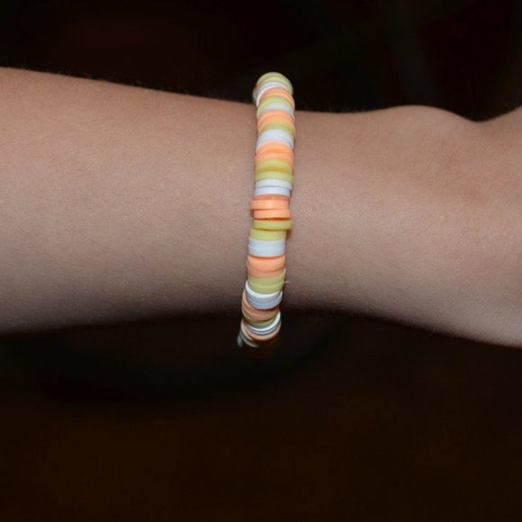 Handmade Clay bead Summer colored Elastic bracelet - Picture 2 of 4